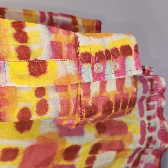 George Roth Los Angeles 100% Cotton Orange Tie Dye Long Sleeve Popover Tunic - Picture 6 of 14